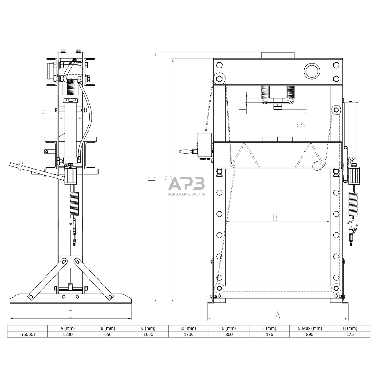 Pneumatinis / hidraulinis presas su manometru 50t 1 Pneumatinis / hidraulinis presas su manometru 50t 1