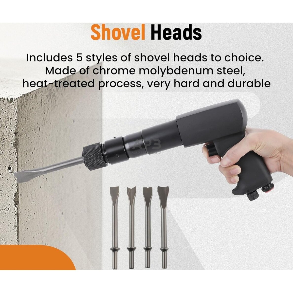 Pneumatinis plaktukas su traukių ir šarnyrų nuėmėjų rinkiniu 25vnt. 2