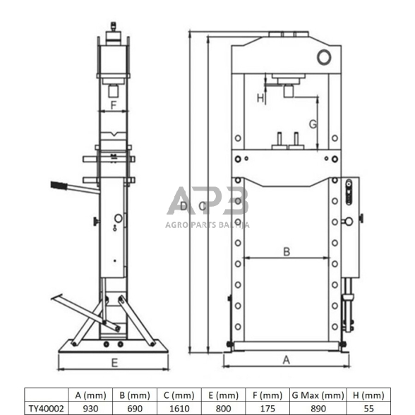 Pneumatinis / hidraulinis presas su manometru 40t 1 Pneumatinis / hidraulinis presas su manometru 40t 1