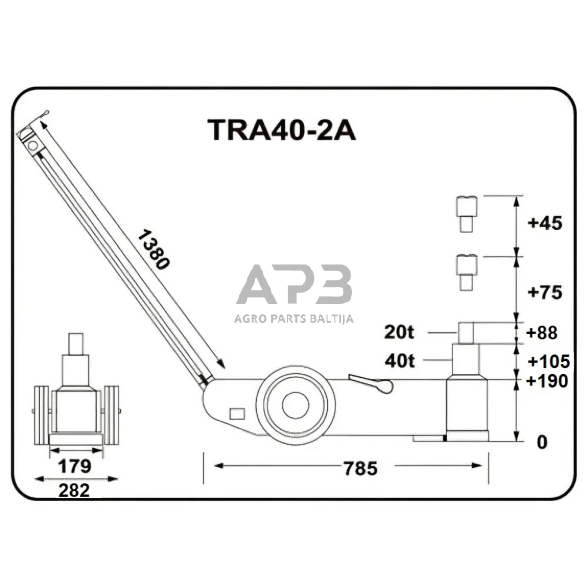Pneumo-hidraulinis domkratas 40t/20t 3