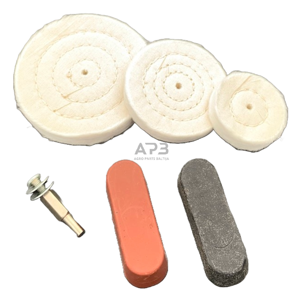 Poliravimo padų ir pastos rinkinys kietam metalui 6vnt.