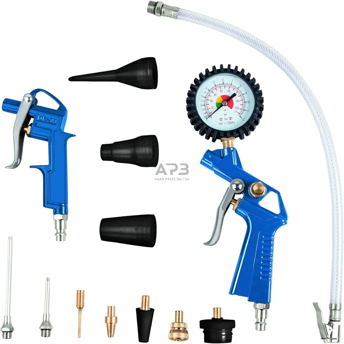 Prapūtimo, pripūtimo pistoletų ir priedų rinkinys 13vnt. Prapūtimo, pripūtimo pistoletų ir priedų rinkinys 13vnt.