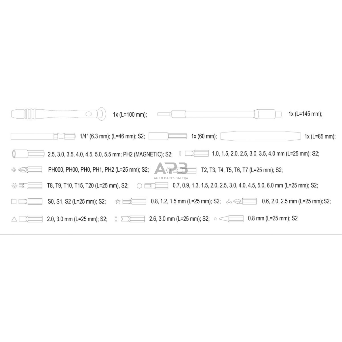 Precizinių antgalių rinkinys 61vnt 5 Precizinių antgalių rinkinys 61vnt 5