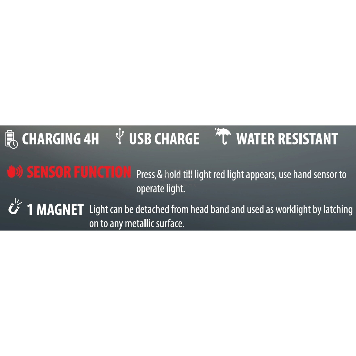 Prožektorius darbui COB (ant galvos) (įkraunamas, su magnetu) 1 Prožektorius darbui COB (ant galvos) (įkraunamas, su magnetu) 1