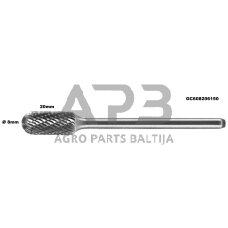 Prailginta freza kietmetalio C cilindro formos užapvalinta Ø 8 x 20mm