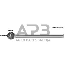 Prailginta freza kietmetalio D apvali Ø 16 x 14mm