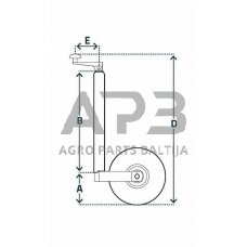 Priekabos atraminis ratukas Ø48x610mm Simol STR1622S