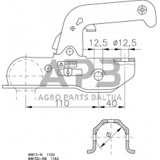 Priekabos sukabinimo spyna Winterhoff 1500kg 45/46mm 1860759