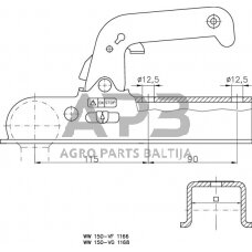 Priekabos sukabinimo spyna Winterhoff 1500kg 60x60mm 1860763