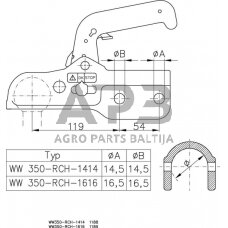 Priekabos sukabinimo spyna Winterhoff 3500kg Ø60mm 1860809