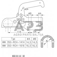 Priekabos sukabinimo spyna Winterhoff 3500kg Ø60mm 1860809