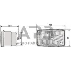 Priekinis žibintas Halogenas 155x96.3mm, Cobo 050748000001
