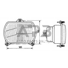 Priekinis žibintas montuojamas Halogenas 155x65x102mm, Cobo 05420000