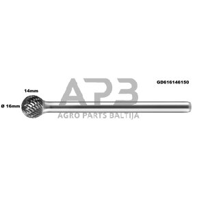 Prailginta freza kietmetalio D apvali Ø 16 x 14mm