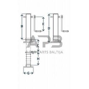 Priekabos atraminė koja 80x685mm Simol STRDG7063SF