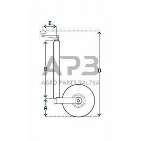 Priekabos atraminis ratukas Ø48x610mm Simol STR1622S