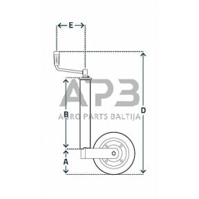 Priekabos atraminis ratukas Ø60x720mm Simol STRFC260