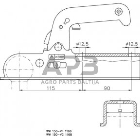 Priekabos sukabinimo spyna Winterhoff 1500kg 70mm 1860765