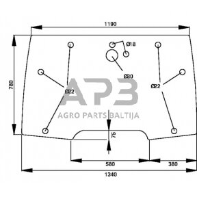 Priekinis kabinos stiklas CNH 255024A1
