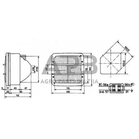Priekinis žibintas Halogenas 12/24V, 140x112x112mm, Cobo 05161000