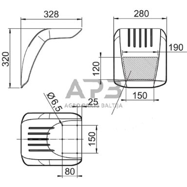 Priekabos purvasaugis AL-KO HL280,, plotis 280 mm, R300 mm 1258634 Priekabos purvasaugis AL-KO HL280,, plotis 280 mm, R300 mm 1258634