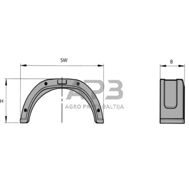 Priekabos purvasaugis AL-KO PVC, plotis 200 mm, R300 mm 1257130 Priekabos purvasaugis AL-KO PVC, plotis 200 mm, R300 mm 1257130