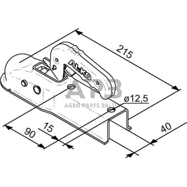 Priekabos sukabinimo spyna AL-KO AK7/I VKT 40 PLU, 750 kg, dišliui Ø40 mm, 1367026