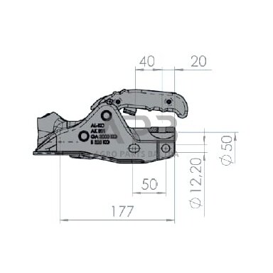 Priekabos sukabinimo spyna AL-KO PROFI V type AK 301, 3000 kg, dišliui Ø50 mm, 1221746
