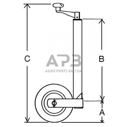 Priekabos atraminis ratukas Ø48x571mm Simol STRFC241 2 Priekabos atraminis ratukas Ø48x571mm Simol STRFC241 2