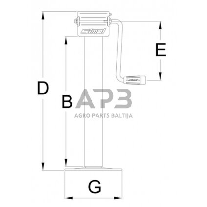 Priekabos atraminė koja 70x605mm Simol STRDG701 1 Priekabos atraminė koja 70x605mm Simol STRDG701 1