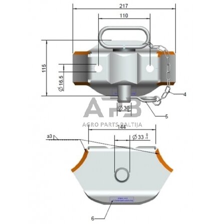 Priekabos prikabinimas rankinis FBR-40 750002KR 1 Priekabos prikabinimas rankinis FBR-40 750002KR 1