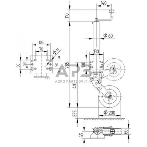Priekabos atraminis ratukas KNOTT 4802849X 2 Priekabos atraminis ratukas KNOTT 4802849X 2