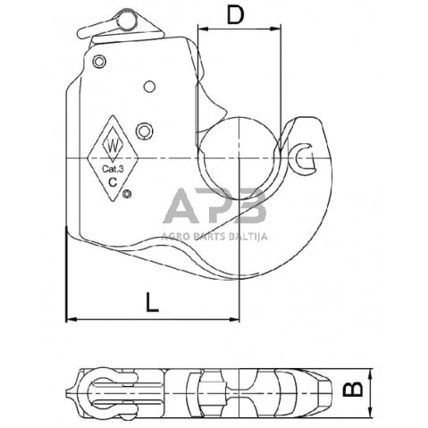 Prikabinimo sistemos virinamas kablys 44,00 mm 1208552 3 Prikabinimo sistemos virinamas kablys 44,00 mm 1208552 3
