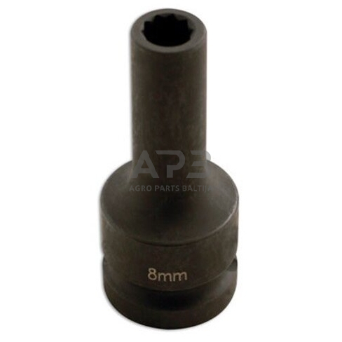 Prailginta smūginė galvutė 1/2" 8mm (10-kamp.) išardomiems ratlankiams Prailginta smūginė galvutė 1/2" 8mm (10-kamp.) išardomiems ratlankiams