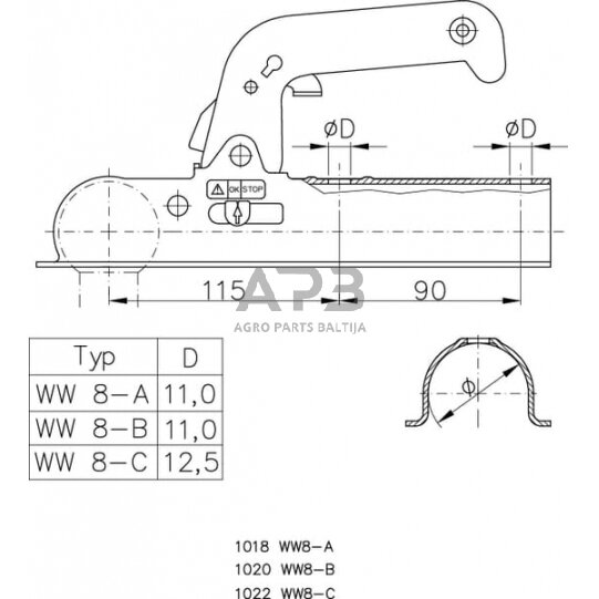 Priekabos sukabinimo spyna Winterhoff 800kg 60mm 1860732 1 Priekabos sukabinimo spyna Winterhoff 800kg 60mm 1860732 1