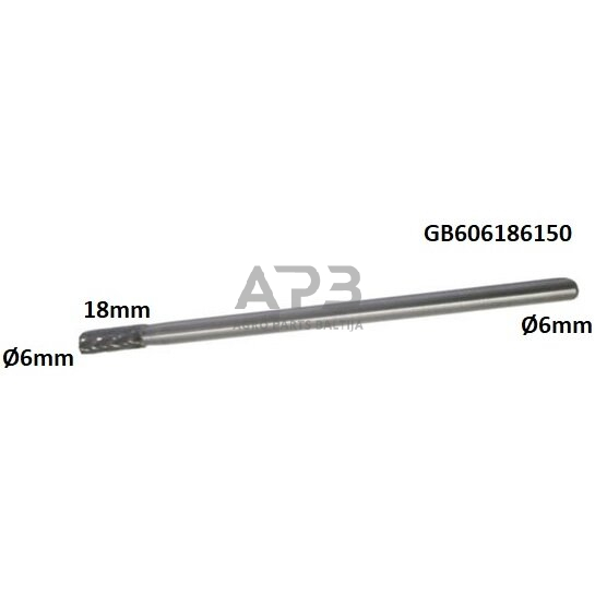 Prailginta freza kietmetalio B cilindro formos Ø6 x 18mm Prailginta freza kietmetalio B cilindro formos Ø6 x 18mm