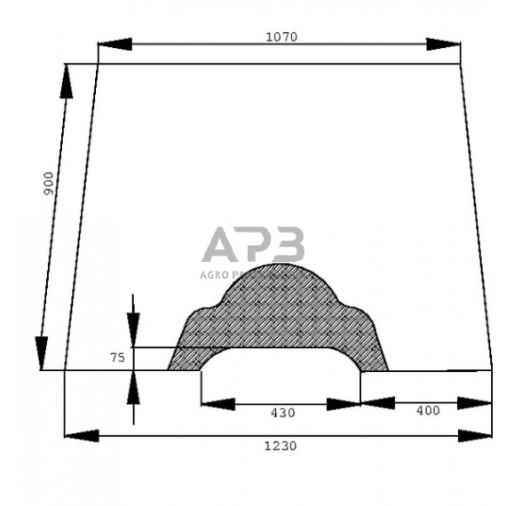 Priekinis kabinos stiklas viršutinis D6932 Priekinis kabinos stiklas viršutinis D6932