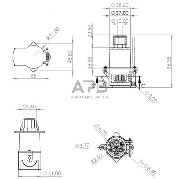 Priekabos rozetė 7 kontaktų TR00015KR 2 Priekabos rozetė 7 kontaktų TR00015KR 2