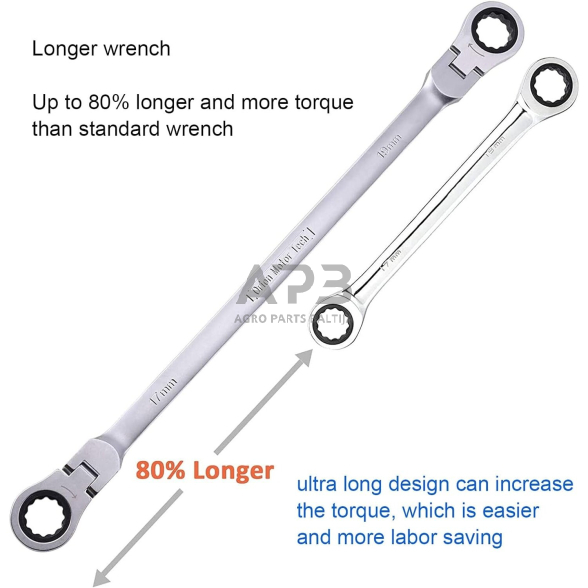 Prailg. raktų su lanksčia terkšle rinkinys 5vnt. (8-19mm) 3 Prailg. raktų su lanksčia terkšle rinkinys 5vnt. (8-19mm) 3