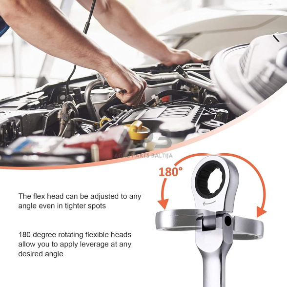 Prailg. raktų su lanksčia terkšle rinkinys 5vnt. (8-19mm) 4 Prailg. raktų su lanksčia terkšle rinkinys 5vnt. (8-19mm) 4