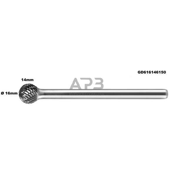 Prailginta freza kietmetalio D apvali Ø 16 x 14mm