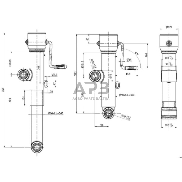 Priekabos atraminė koja Ø90 Simol STRDG831 1 Priekabos atraminė koja Ø90 Simol STRDG831 1