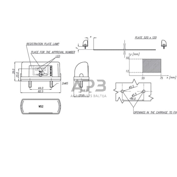 Priekabos numerio apšvietimo LED žibintas 12/24V, 82x31x39mm, Waś 1400300450 3 Priekabos numerio apšvietimo LED žibintas 12/24V, 82x31x39mm, Waś 1400300450 3