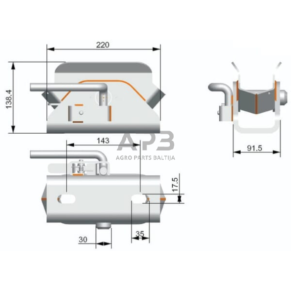 Priekabos prikabinimas rankinis SBR-80 750005KR 2 Priekabos prikabinimas rankinis SBR-80 750005KR 2