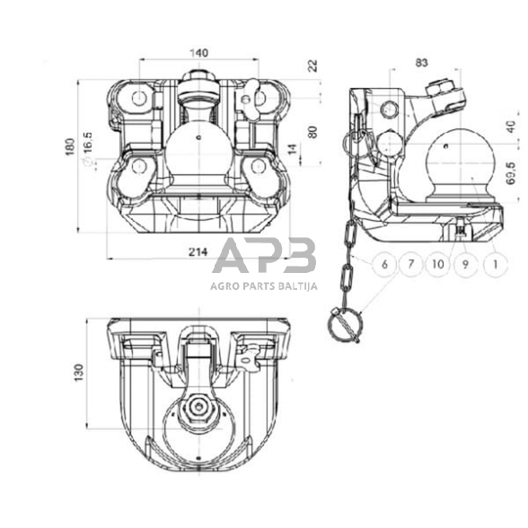 Priekabos prikabinimas su rutuliu Scharmüller 00670052A02 5 Priekabos prikabinimas su rutuliu Scharmüller 00670052A02 5