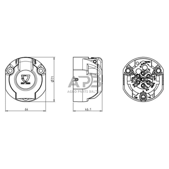 Priekabos rozetė 7 kontaktų atspari vandeniui ERICH JAEGER 101298JAE 3 Priekabos rozetė 7 kontaktų atspari vandeniui ERICH JAEGER 101298JAE 3