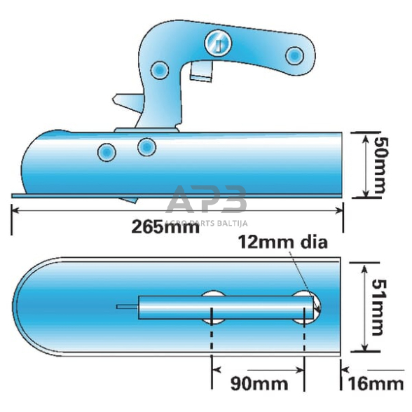 Priekabos sukabinimo spyna 750 kg Ø50/50mm WS1001 1 Priekabos sukabinimo spyna 750 kg Ø50/50mm WS1001 1