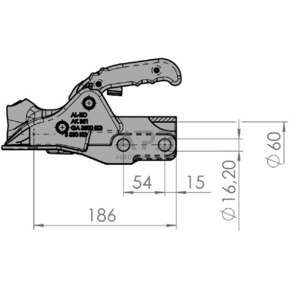 Priekabos sukabinimo spyna AL-KO AK351, 1223716 2 Priekabos sukabinimo spyna AL-KO AK351, 1223716 2