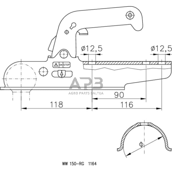 Priekabos sukabinimo spyna Winterhoff 1500kg 70mm 1860761 1 Priekabos sukabinimo spyna Winterhoff 1500kg 70mm 1860761 1