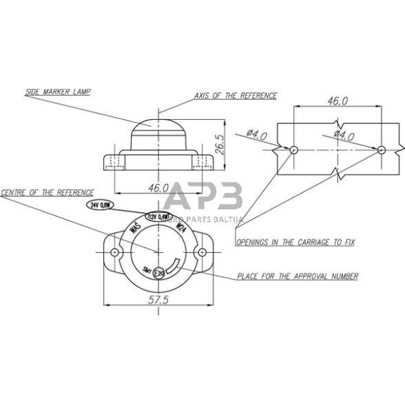 Priekabos žymeklio LED lemputė 12/24V, 57x26mm, Waś 1400690320 3 Priekabos žymeklio LED lemputė 12/24V, 57x26mm, Waś 1400690320 3